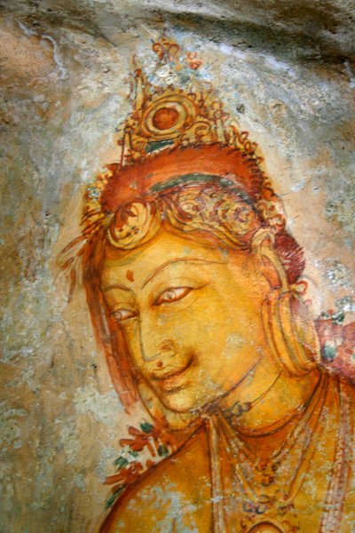 Fresco en la pared de la roca Sigiriya, en el distrito de Matale, Sri Lanka de Unknown